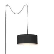 Nova California Stretch 18in Swag Lamp | Modern Weathered Brass and Black Linen | Living Room & Bedroom | 1500 Lumens, 2700K | Model 2110841BK
