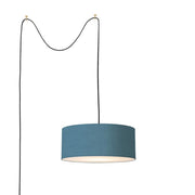 Nova California Stretch 18in Swag Lamp | Modern Weathered Brass and Pool Blue Linen | Living Room & Bedroom | 1500 Lumens, 2700K | Model 2110841BL