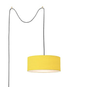 Nova California Stretch Swag Lamp 18in 1-Light Plug-In Pendant | Modern Weathered Brass and Mustard Linen | Living Room & Bedroom | Model 2110841MU