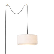 Nova California Stretch 18in Swag Lamp | Modern Weathered Brass and White Linen | Living Room & Bedroom | 1500 Lumens, 2700K | Model 2110841WH
