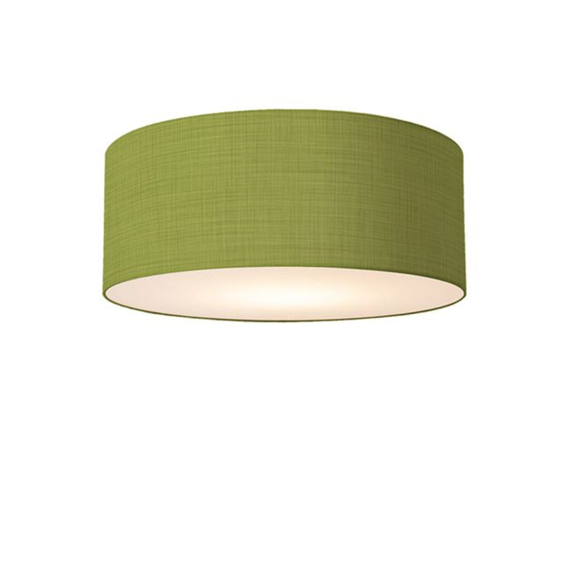 Nova California Stretch 17in 1-Light Flush Mount | Modern Satin Nickel and Avocado Linen | Bedroom & Hallway | 17 x 17 x 3.5 in | Model 2110842AV