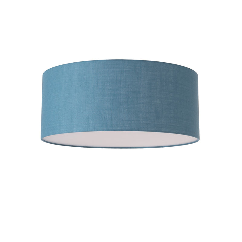 Nova California Stretch 22in 1-Light Flush Mount | Modern Satin Nickel and Pool Blue Linen | Bedroom & Hallway | 17 x 17 x 3.5 in | Model 2110842BL