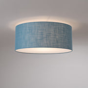 Nova California Stretch 22in 1-Light Flush Mount | Modern Satin Nickel and Pool Blue Linen | Bedroom & Hallway | 17 x 17 x 3.5 in | Model 2110842BL