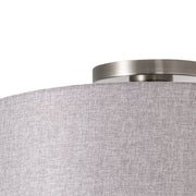 Nova California Stretch 22in 1-Light Flush Mount | Modern Satin Nickel and Cashmere Gray Linen | Bedroom & Hallway | Model 2110842CG