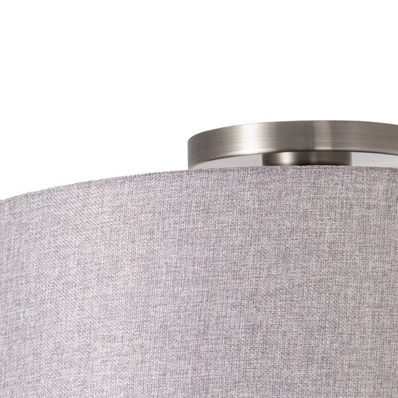 Nova California Stretch 22in 1-Light Flush Mount | Modern Satin Nickel and Cashmere Gray Linen | Bedroom & Hallway | Model 2110842CG