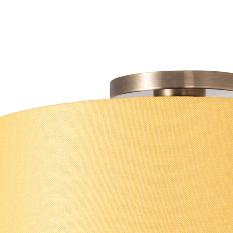 Nova California Stretch 17in 1-Light Flush Mount | Modern Weathered Brass and Mustard Linen | Bedroom & Living Room | Model 2110843MU