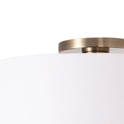 Nova California Stretch 17in 1-Light Flush Mount | Modern Weathered Brass and White Linen Drum | Hallway & Bedroom | Model 2110843WH