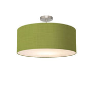 Nova California Stretch 17in 1-Light Semi-Flush Mount | Modern Satin Nickel and Avocado Linen Drum | Living Room & Dining Room | Model 2110844AV