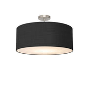 Nova California Stretch 17in 1-Light Semi-Flush Mount | Modern Satin Nickel and Black Linen Drum | Bedroom & Hallway | Model 2110844BK
