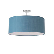 Nova California Stretch 17in 1-Light Semi-Flush Mount | Modern Satin Nickel and Pool Blue Linen Drum | Bedroom & Living Room | Model 2110844BL