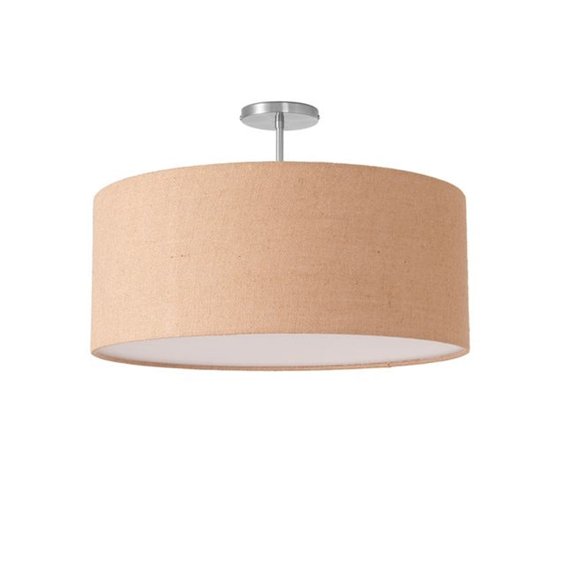 Nova California Stretch 17in 1-Light Semi-Flush Mount | Modern Satin Nickel and Burlap Linen | Bedroom & Hallway | 17 x 17 x 3.5 in | Model 2110844BU