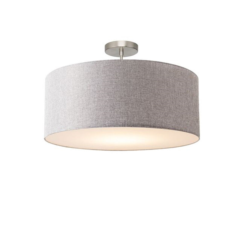 Nova California Stretch 17in 1-Light Semi-Flush Mount | Modern Satin Nickel and Cashmere Gray Linen | Bedroom & Dining Room | Model 2110844CG