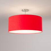 Nova California Stretch 17in 1-Light Semi-Flush Mount | Modern Satin Nickel and Crimson Red Linen | Bedroom & Dining Room | Model 2110844CR