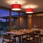 Nova California Stretch 17in 1-Light Semi-Flush Mount | Modern Satin Nickel and Crimson Red Linen | Bedroom & Dining Room | Model 2110844CR