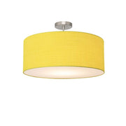 Nova California Stretch 17in 1-Light Semi-Flush Mount | Modern Satin Nickel and Mustard Linen Drum | Living Room & Entryway | Model 2110844MU