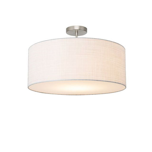 Nova California Stretch 17in 1-Light Semi-Flush Mount | Modern Satin Nickel and White Linen | Bedroom & Dining Room | Model 2110844WH