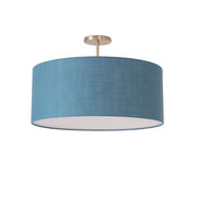 Nova California Stretch 17in 1-Light Semi-Flush Mount | Industrial Weathered Brass and Pool Blue Linen | Bedroom & Living Room | Model 2110845BL
