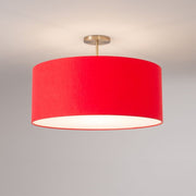 Nova California Stretch 17in 1-Light Semi-Flush Mount | Modern Weathered Brass and Crimson Red Linen | Bedroom & Dining Room | Model 2110845CR