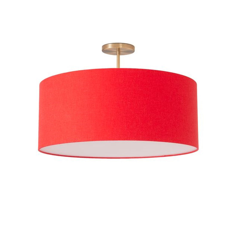 Nova California Stretch 17in 1-Light Semi-Flush Mount | Modern Weathered Brass and Crimson Red Linen | Bedroom & Dining Room | Model 2110845CR