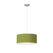 Nova California Stretch 15in 1-Light Pendant | Modern Satin Nickel and Avocado Linen | Kitchen Island & Dining Room | Model 2110846AV