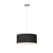 Nova California Stretch 22in 1-Light Pendant | Modern Satin Nickel and Black Linen Shade | Kitchen Island & Dining Room | Model 2110846BK