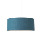 Nova California Stretch 22in 1-Light Pendant | Modern Satin Nickel and Pool Blue Linen Shade | Kitchen Island & Dining Room | Model 2110846BL
