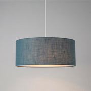 Nova California Stretch 22in 1-Light Pendant | Modern Satin Nickel and Pool Blue Linen Shade | Kitchen Island & Dining Room | Model 2110846BL