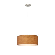 Nova California Stretch 15in 1-Light Pendant | Modern Satin Nickel and Natural Burlap Linen | Kitchen Island & Dining Room | Model 2110846BU