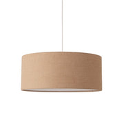 Nova California Stretch 15in 1-Light Pendant | Modern Satin Nickel and Natural Burlap Linen | Kitchen Island & Dining Room | Model 2110846BU