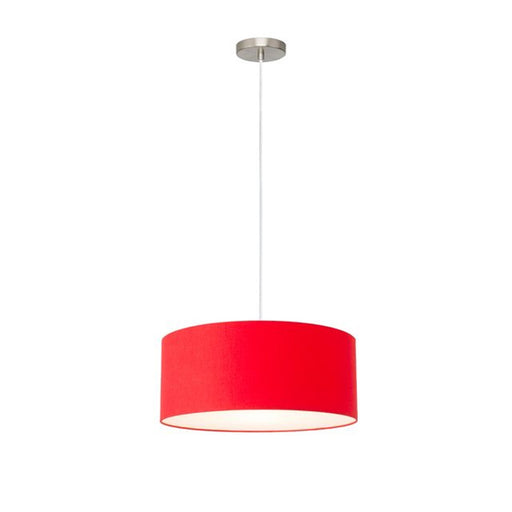 Nova California Stretch 15in 1-Light Pendant | Modern Satin Nickel and Crimson Red Linen | Kitchen Island & Dining Room | Model 2110846CR