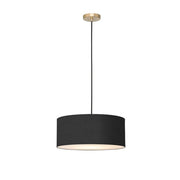 Nova California Stretch 15in 1-Light Pendant | Modern Weathered Brass and Black Linen | Kitchen Island & Dining Room | Model 2110847BK