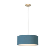 Nova California Stretch 15in 1-Light Pendant | Modern Weathered Brass and Pool Blue Linen | Kitchen Island & Dining Room | Model 2110847BL