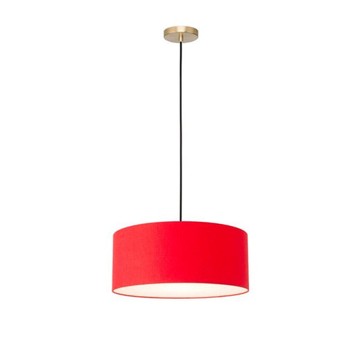 Nova California Stretch 15in 1-Light Pendant | Modern Weathered Brass and Crimson Red Linen | Kitchen Island & Dining Room | Model 2110847CR