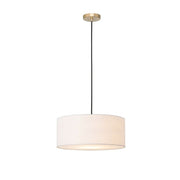 Nova California Stretch 15in 1-Light Pendant | Modern Weathered Brass and White Linen | Kitchen Island & Dining Room | Model 2110847WH
