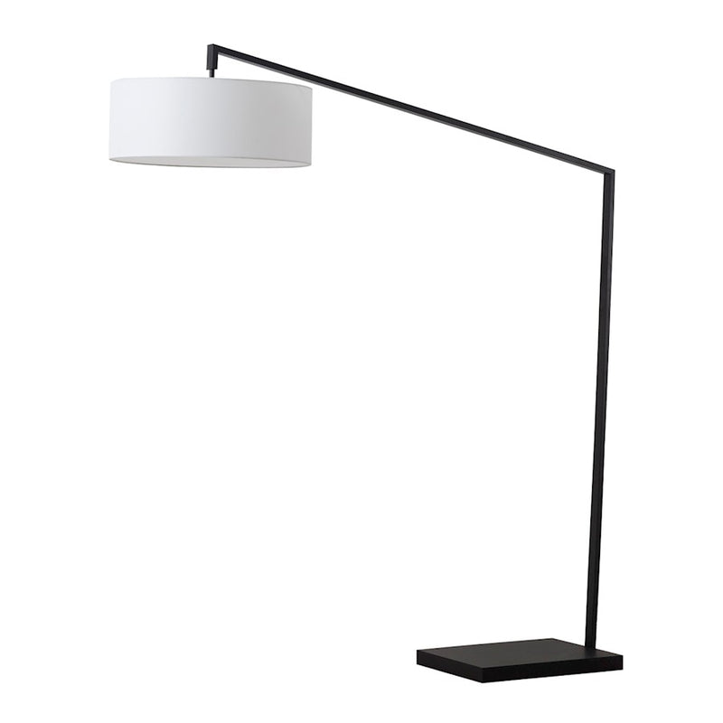 Nova California Stretch 87in 1-Light Arc Floor Lamp | Modern Black Steel and White Linen | Living Room & Bedroom | 17 x 49 x 87 in | Model 2110923
