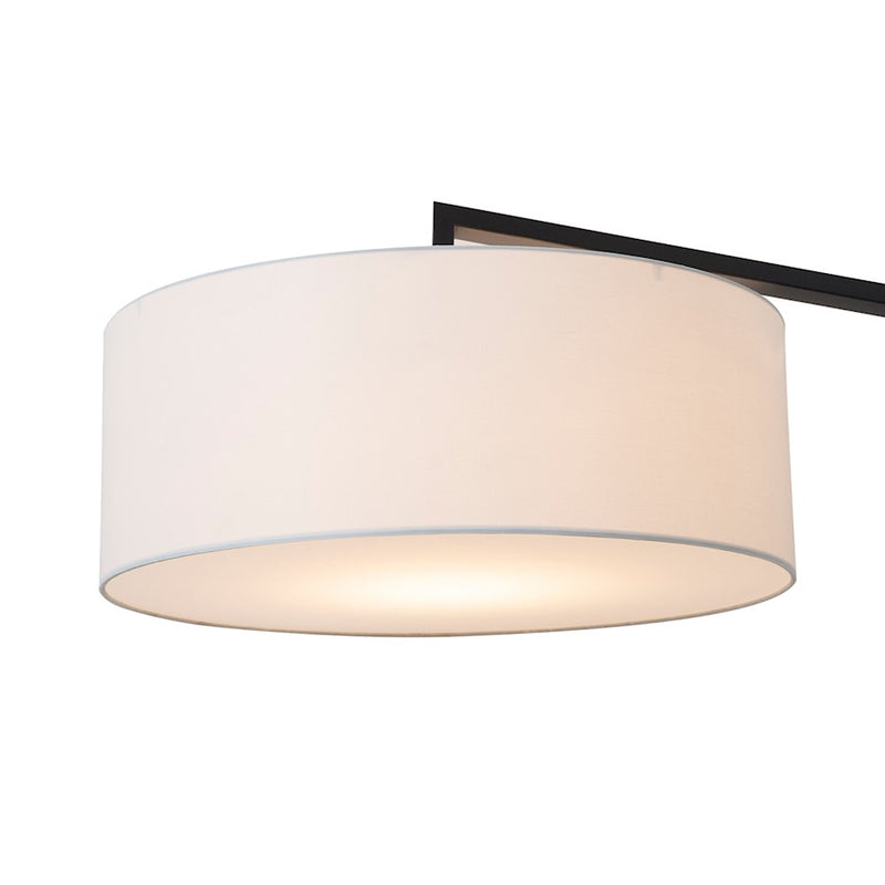 Nova California Stretch 87in 1-Light Arc Floor Lamp | Modern Black Steel and White Linen | Living Room & Bedroom | 17 x 49 x 87 in | Model 2110923