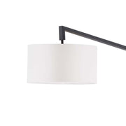 Nova California Stretch 75in Chairside Arc Floor Lamp | Modern Matte Black and White Linen Shade | Living Room & Bedroom | Model 2110924