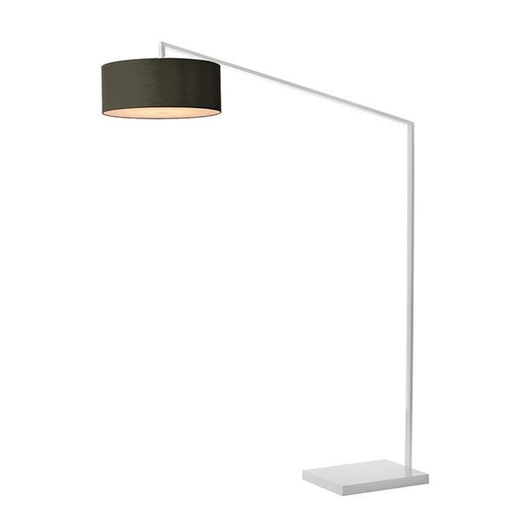 Nova California Stretch 87in 1-Light Arc Lamp | Modern White Steel and Black Linen Shade | Living Room & Bedroom | 1500 Lumens | Model 2110926BK