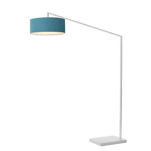 Nova California Stretch 87in 1-Light Arc Lamp | Modern White Steel and Pool Blue Linen | Living Room & Reading Nook | 1500 Lumens | Model 2110926BL