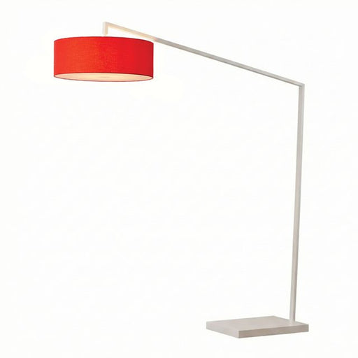 Nova California Stretch 87in 1-Light Arc Floor Lamp | Modern White Body and Crimson Red Linen Shade | Living Room & Bedroom | Model 2110926CR