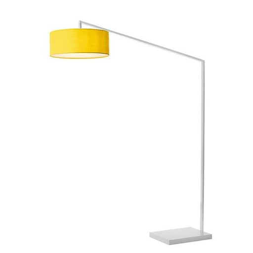 Nova California Stretch 87in 1-Light Arc Lamp | Modern White Steel and Mustard Linen | Living Room & Reading Nook | 1500 Lumens | Model 2110926MU