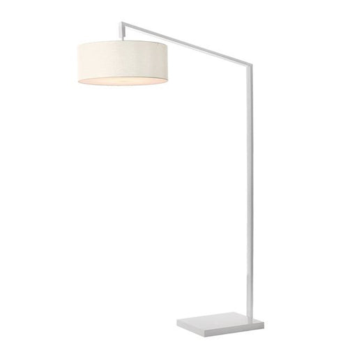 Nova California Stretch 75in 1-Light Chairside Arc Lamp | Modern White Steel and White Linen | Living Room & Bedroom | 1500 Lumens | Model 2110927WH