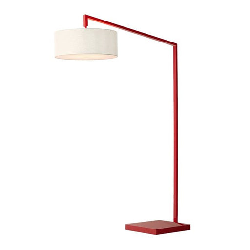 Nova California Stretch 75in 1-Light Arc Lamp | Modern Crimson Red Steel and White Linen | Living Room & Bedroom | 1500lm 2700K | Model 2110929WH