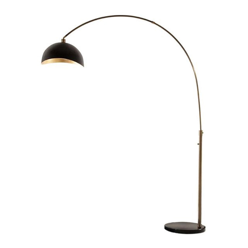 Nova California Luna Bella 92in 1-Light Arc Floor Lamp | Mid-Century Modern Weathered Brass and Matte Black with Gold Leaf Interior | Model 2111017