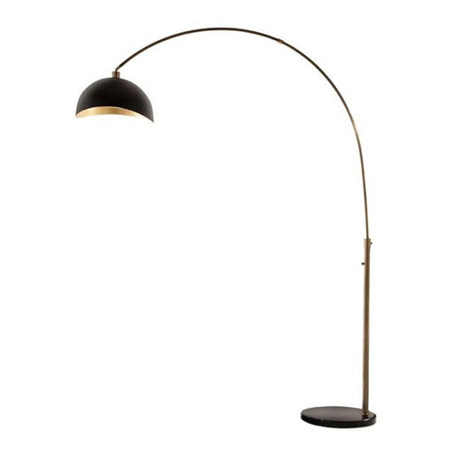 Nova California Luna Bella 92in 1-Light Arc Floor Lamp | Mid-Century Modern Weathered Brass and Matte Black with Gold Leaf Interior | Model 2111017