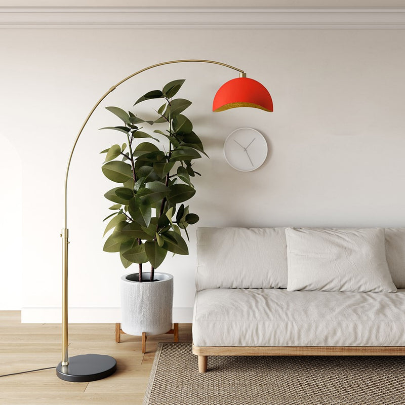 Nova of California Luna Bella 1Lt Arc Lamp, Weathered Brass/Red/Red - 2111017RED