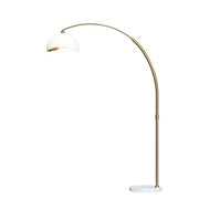 Nova California Luna Bella 68in 1-Light Arc Floor Lamp | Mid-Century Modern Weathered Brass and White Gold-Leaf Metal Shade | Model 2111017WH