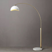 Nova California Luna Bella 68in 1-Light Arc Floor Lamp | Mid-Century Modern Weathered Brass and White Gold-Leaf Metal Shade | Model 2111017WH