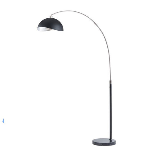 Nova California Luna Bella 68in 1-Light Arc Floor Lamp | Mid-Century Modern Antique Nickel and Matte Black Silver-Leaf Metal Shade | Model 2111109