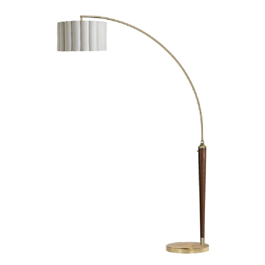 Nova of California Scalloped 1Lt Arc Lamp, Brass/Walnut/White - 2111802WB